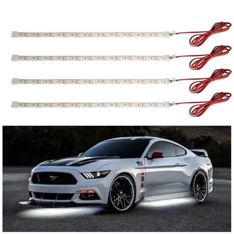YM EBright YM E-Bright Golf Cart Light 30CM 36SMD DC12V Waterproof LED Strip for Car Interior & Exterior Decoration DRL Day Running Light,White(Pack of 4) - Image 1